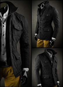 Черно елегантно капитонирано мъжко яке Bolf 802A