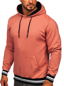 Мъжки суитшърт с качулка в цвят сьомга Bolf 145369
