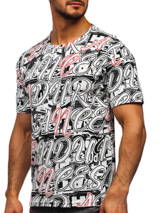 Бяла мъжка тениска с принт Bolf 14906