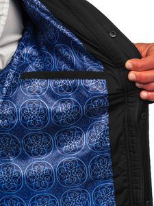 Черно мъжко капитонирано преходно яке Bolf 22M19