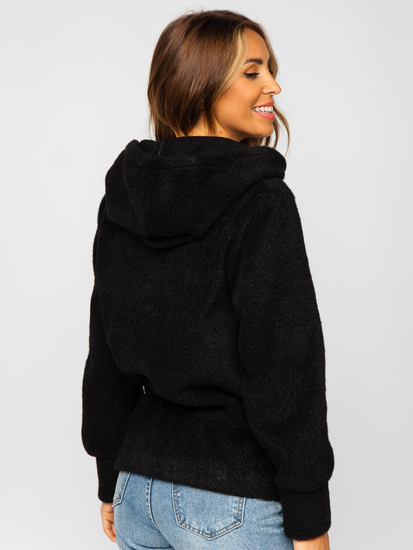 Дамско късо яке с качулка  черно Bolf 9320