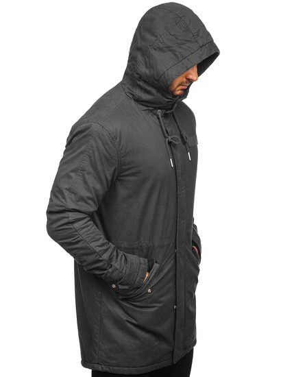 Мъжко зимно яке парка графитено Bolf EX838