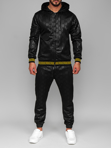 Черен мъжки анцуг с качулка Bolf 3A161