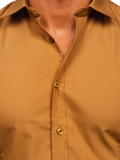 Светлокафява елегантна мъжка риза с дълъг ръкав Bolf 1703