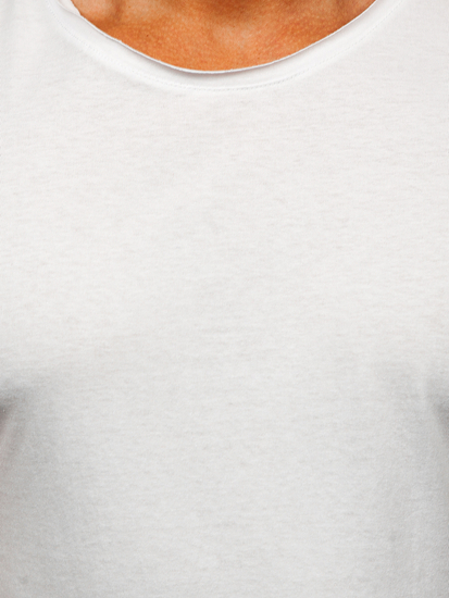 Бял памучен мъжки потник без щампа Bolf 1205