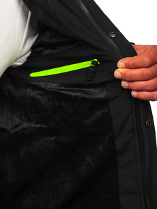 Черно капитонирано мъжко яке зимно Bolf 22M60