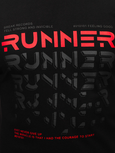 Черна мъжка тениска с принт Bolf 14336