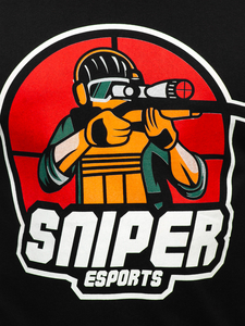 Черна памучна мъжка тениска с принт Bolf 143022