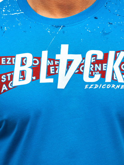 Небесносиня мъжка памучна тениска Bolf 14722