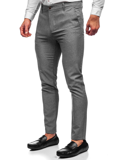 Сиви мъжки панталони чино от текстил Bolf 0016