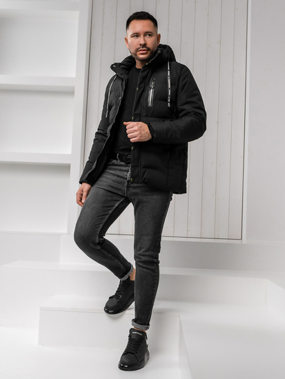 Черно мъжко зимно яке Bolf 5M3136