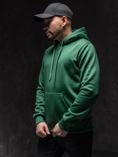Тъмнозелен мъжки суичър тип кенгуру с качулка Bolf 2009A1