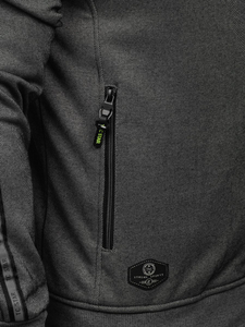 Сив мъжки суитшърт с качулка с цип Bolf TC987