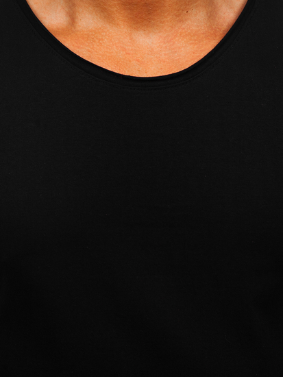 Черен памучен мъжки потник без щампа Bolf 1205