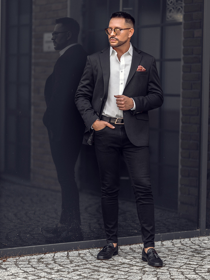 Черно мъжко ежедневно сако Bolf 24401