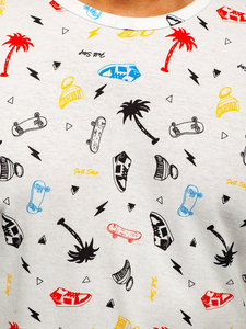 Бяла мъжка тениска с принт Bolf 14924