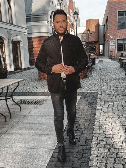 Черно мъжко капитонирано преходно яке Bolf 22M19