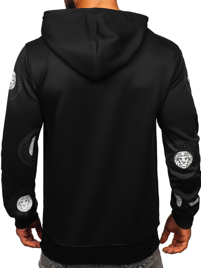 Черен мъжки суитшърт с качулка и принт Bolf 8B990