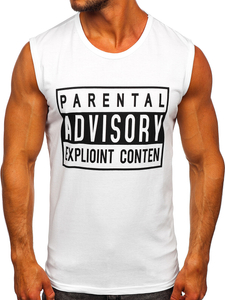 Бяла тениска tank top с принт Bolf 14828