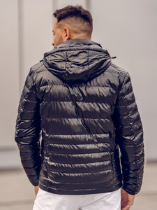 Черно капитонирано мъжко преходно спортно яке Bolf 2147A