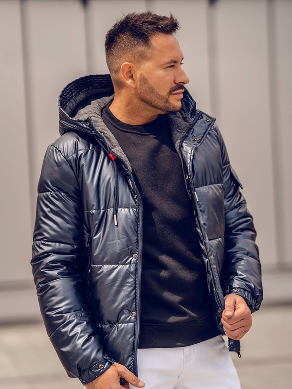 Тъмносиньо капитонирано зимно мъжко спортно яке Bolf EX2125A