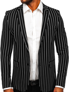 Чернo-бяло раирано мъжко сако casual Bolf 1652