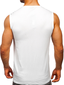 Бял мъжки потник с принт Bolf 14821