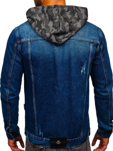 Тъмносиньо мъжко дънково яке с качулка Bolf RB9824-1