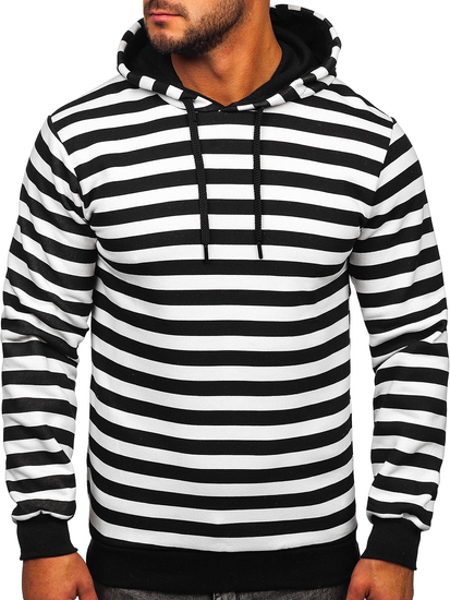 Бял с принт мъжки суитшърт с качулка Bolf 141029