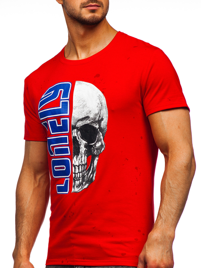 Тъмносиня мъжка тениска с принт Bolf Y70012