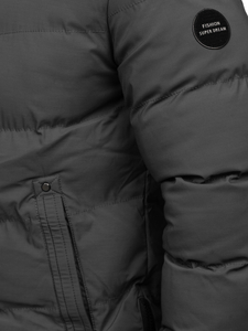 Сиво капитонирано мъжко зимно яке тип парка Bolf 7330