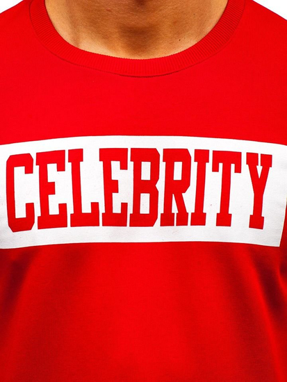 Мъжки суитшърт с принт и без качулка червен Bolf 11115