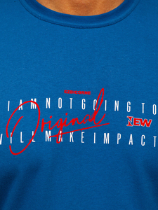 Синя памучна мъжка тениска с щампа Bolf 5032