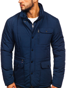Мъжко зимно елегантно яке тъмносиньо Bolf 1976