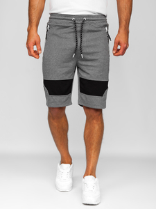 Kъси мъжки спортни панталони сиво-бели Bolf Q3877