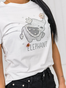 Бяла дамска тениска с апликация Bolf 96T625