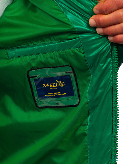 Зелено капитонирано мъжко зимно яке Bolf 9981