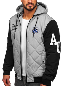 Сиво мъжко преходно капитонирано яке тип бомбър Bolf 84M3006