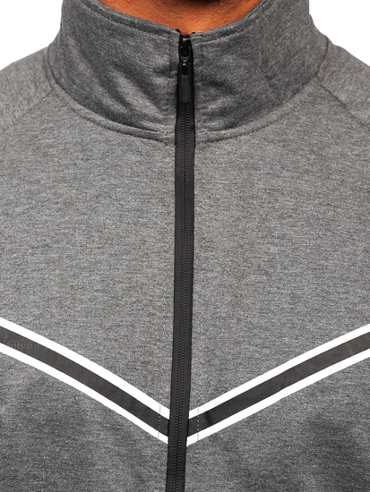 Графитен мъжки суитшърт с цип, без качулка Bolf B062
