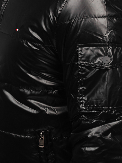 Черно капитонирано мъжко преходно спортно яке Bolf 2143