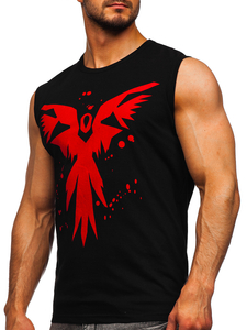 Черен мъжки потник с принт Bolf 14804