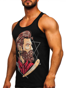 Черен мъжки потник с принт Bolf 143032