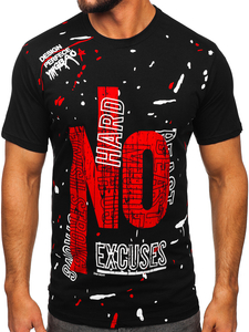 Черна мъжка тениска с принт Bolf JS1856