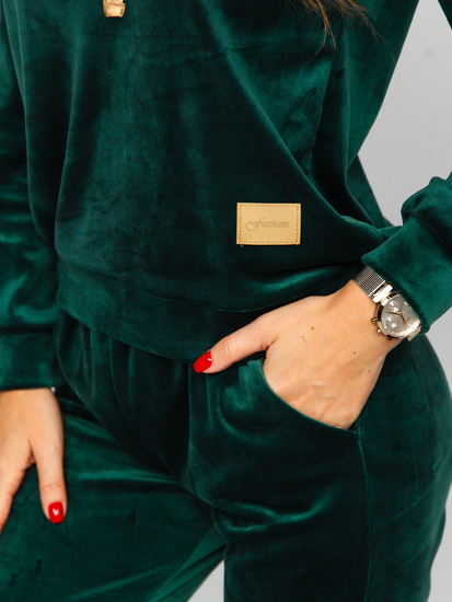 Зелен плюшен дамски комплект от две части Bolf 637