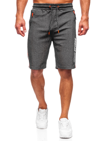 Къси мъжки спортни панталони в черно и оранжево Bolf Q3884