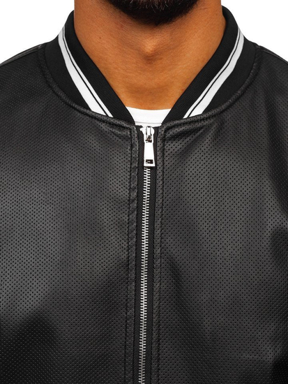 Мъжко кожено яке черно Bolf 1132