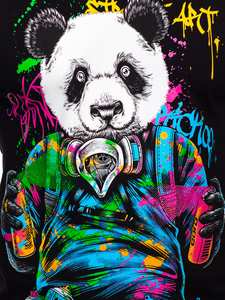 Черна мъжка тениска с принт Bolf 2186