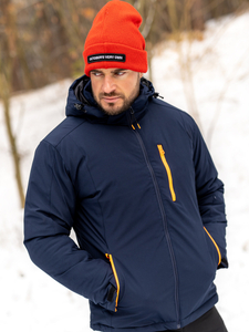 Тъмносиньо мъжко зимно спортно яке Bolf HH011