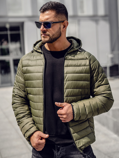 Зелено капитонирано преходно мъжко яке Bolf 13021A