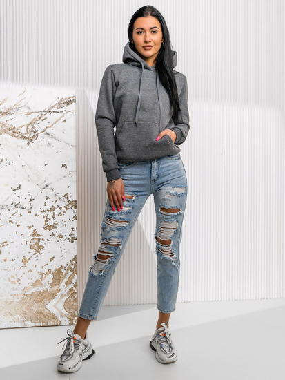 Дамски графитен суичър кенгуру Bolf W02A1